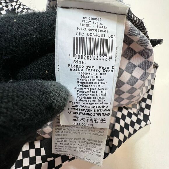 RINASCIMENTO Women’s Dress Checkered made in Italy Black White Sleeveless sz M - Picture 11 of 12